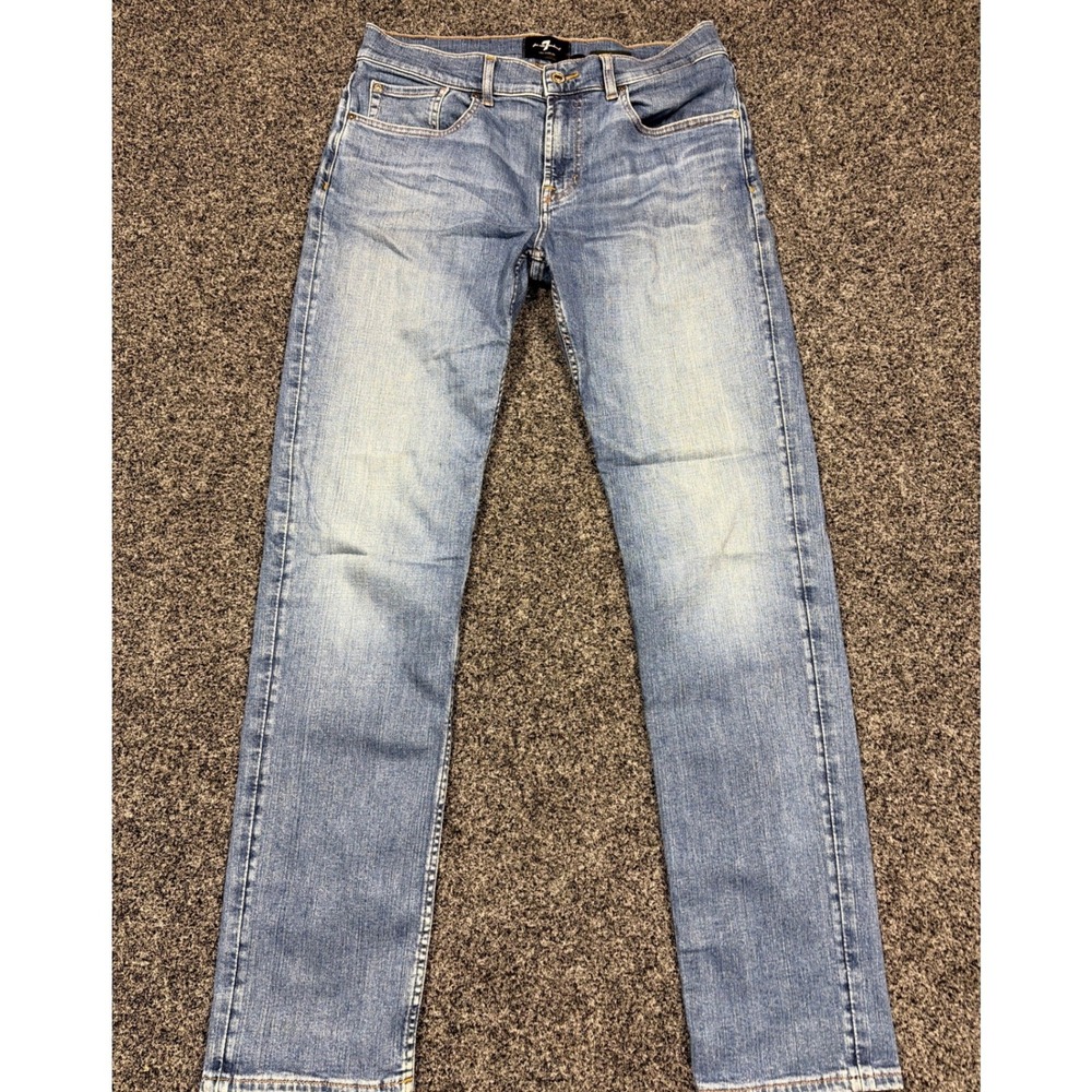 7 For All Mankind Jeans Mens 33 Blue Slimmy Slim Fit Stretch Denim Casual SEO